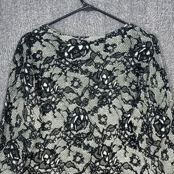 Cato Sweater Womens Large Black White Floral Lace Print Cottagecore Cardigan - Picture 8 of 11
